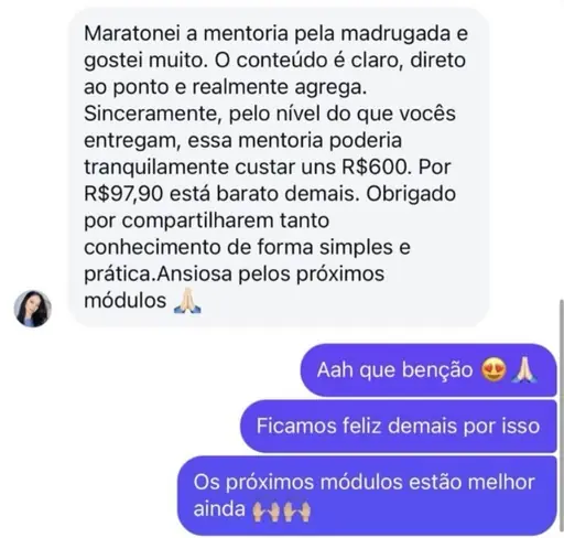 Depoimento de aluna sobre a mentoria